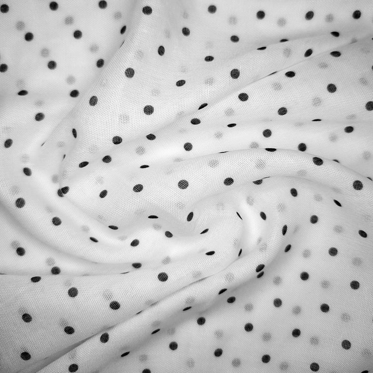 RecloStudio Halstuch in Weiß mit schwarzen Polka Dots aus seidig-weichem, fließendem Stoff mit dezentem Glanz