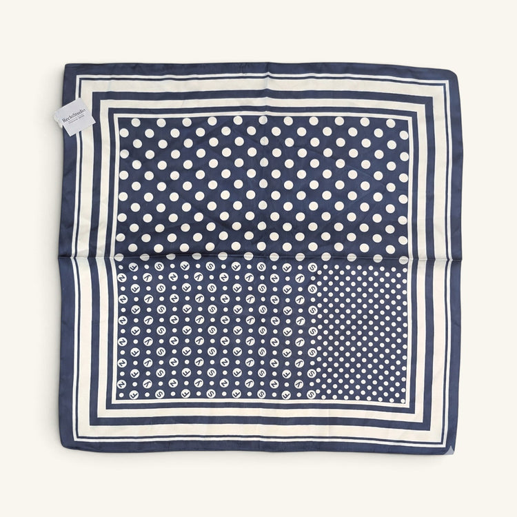 RecloStudio Marina Essential Halstuch in Marineblau und Weiß mit Polka Dots und grafischen Mustern aus Polyester