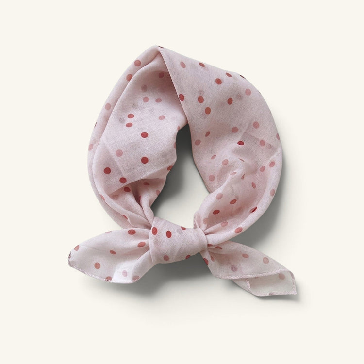 RecloStudio Spring-Bundle Halstuch aus glattem Polyester in zartem Rosa mit rotem Polka-Dot-Muster