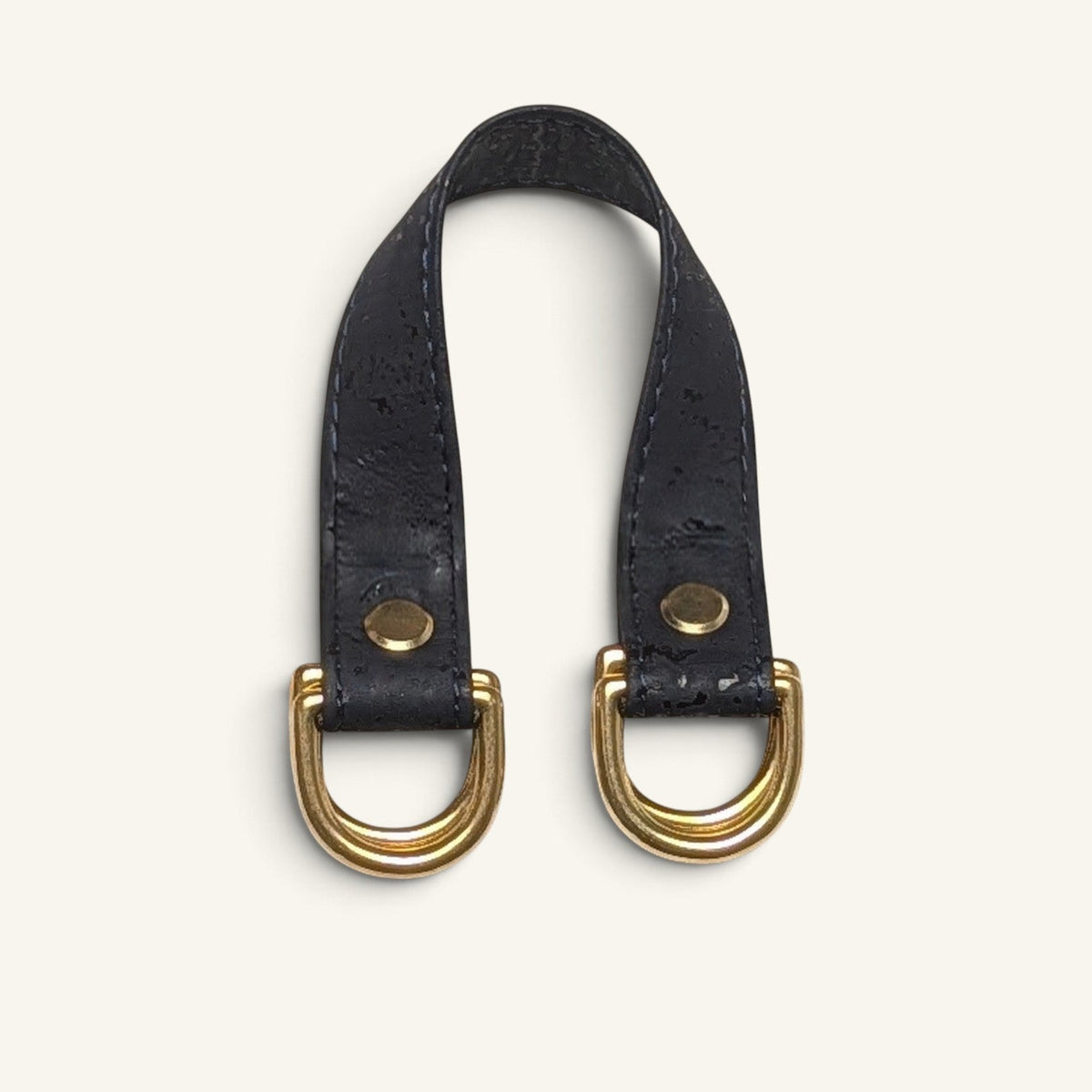 RecloStudio Taschenhenkel aus schwarzem Kork mit goldenen Messingringen für Halstuch-Taschen