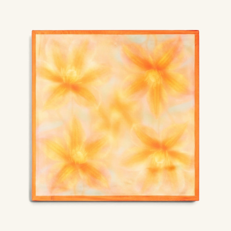 RecloStudio Summer-Bundle Halstuch mit floralem Muster in Orange und Gelb aus glattem Polyester