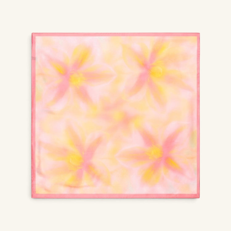 RecloStudio Summer-Bundle Halstuch mit zartem floralem Muster in Rosa und Gelb aus glattem Polyester