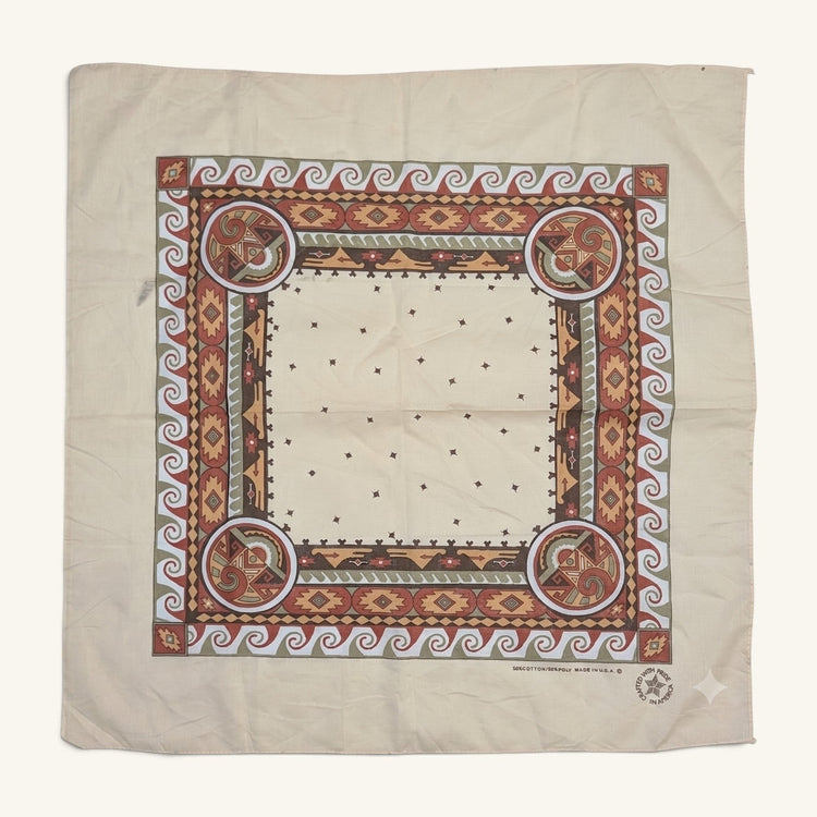 RecloStudio Southwestern Halstuch aus Baumwoll-Polyester-Mix mit traditionellen Mustern in Beige und Erdtönen