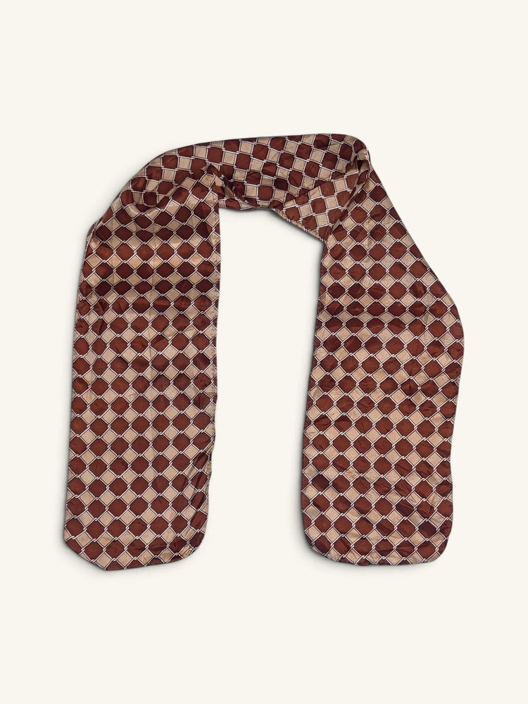 RecloStudio Vintage Schal aus Polyester mit beigem Kettendesign und zartem Schimmer